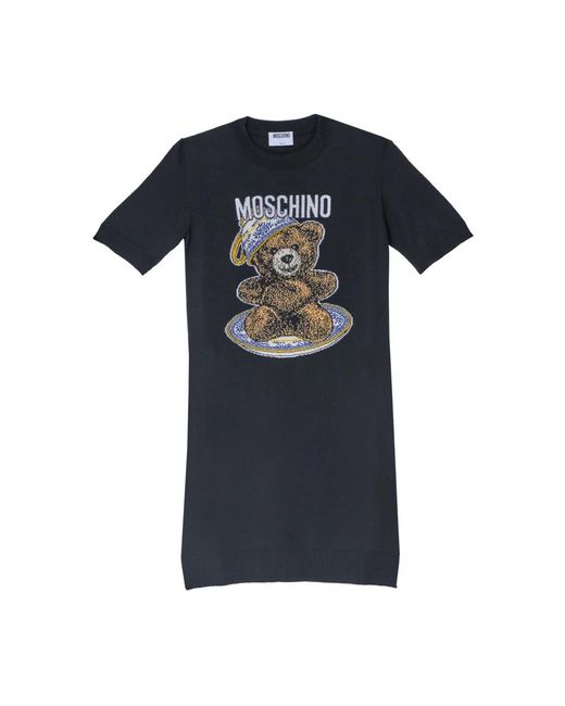 Moschino Kleedjes ,Zwart ,Wol Orsetto Abito in het Blue