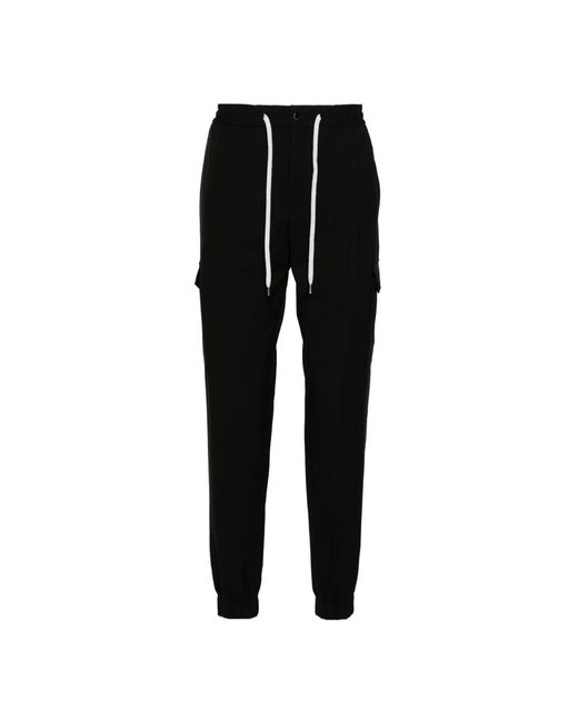 PT Torino Broeken ,Zwart ,Wol Cargo Cashmere Wol Soft Fit Broek in het Black voor heren