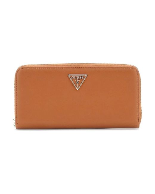 Guess Accessoires ,Bruin ,Portafoglio Zip Around Talent Slg Large Con Bracciale in het Brown