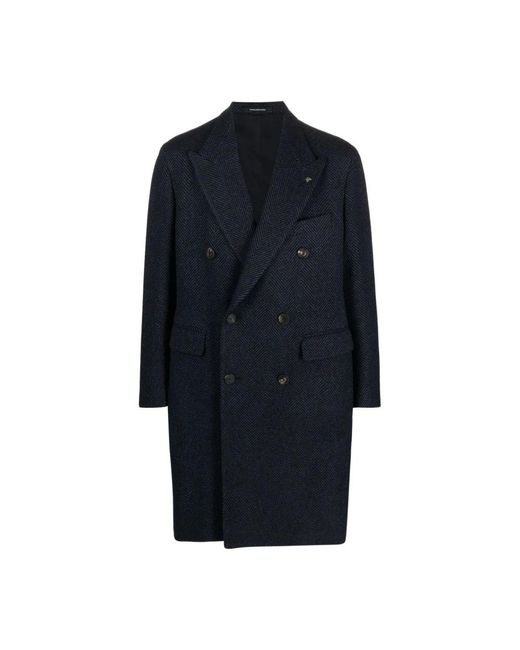 Tagliatore Blue Double-Breasted Coats for men