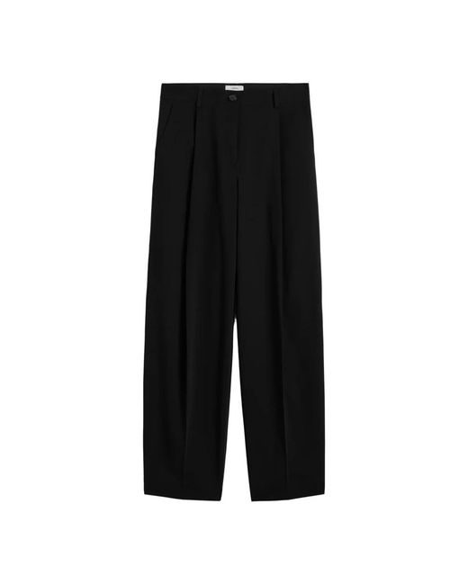 Totême  Single Pleat Cotton Broeken in het Black