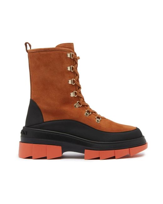 Stuart Weitzman Brown Lace-Up Boots