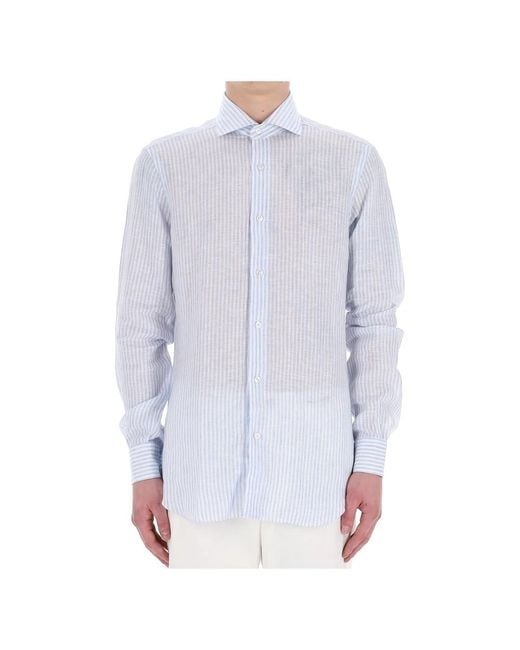 Barba Napoli Blue Casual Shirts for men
