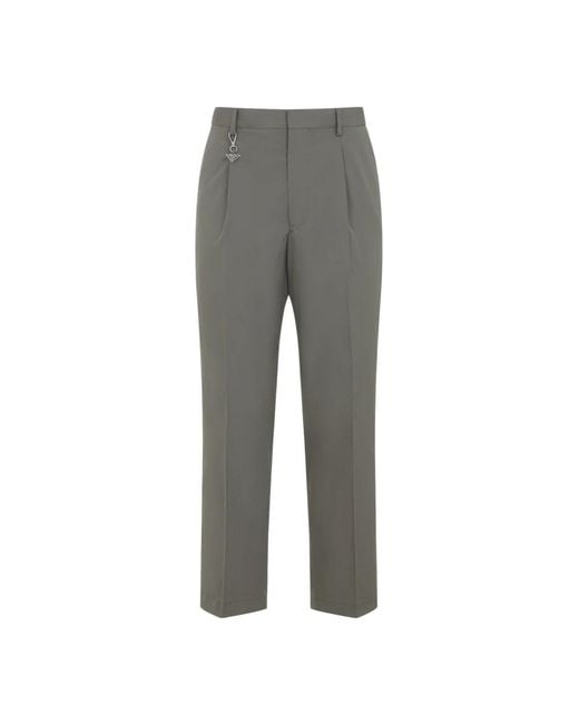 Prada Gray Slim-Fit Trousers for men