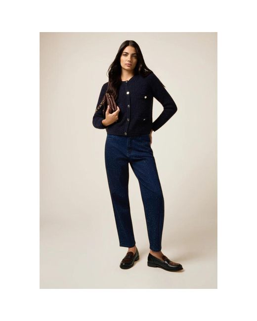 Oltre Jeans ,Blauw ,Katoen Regular Jeans Met Kristallen in het Blue