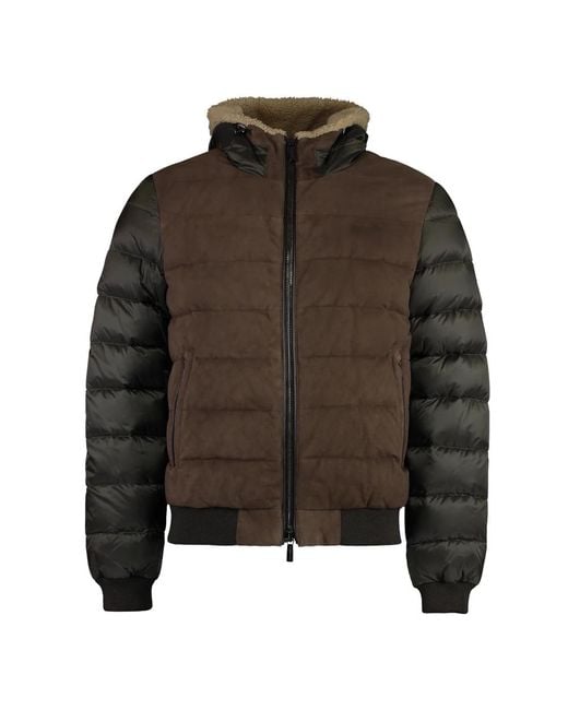 Moorer Daunenjacke mit lederpanel in Brown für Herren