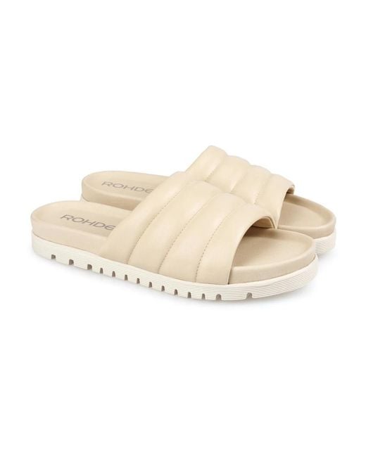Rohde Schoenen ,Leren Comfort Slide Sandaal in het White