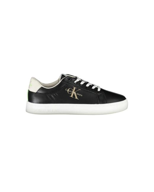 Calvin Klein Schwarzer Polyester-Sneaker Mit Kontrastdetails in Black für Herren