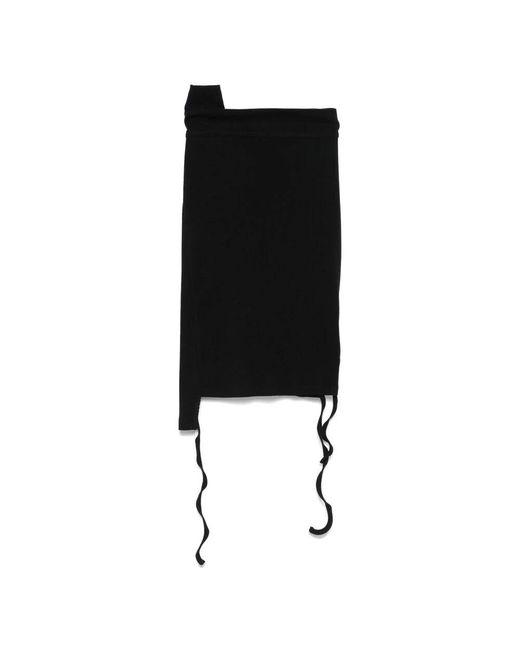 OTTOLINGER Black Ribbed Mini Skirt With Asymmetric Hem And Deconstructed Details