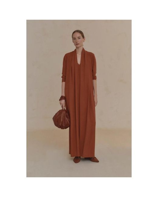 Cortana Kleedjes ,Rood ,Mooie, Rode Lava Zijden Stretch Jurk in het Brown