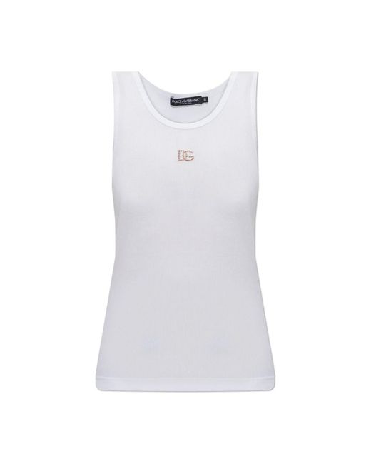 Dolce & Gabbana White Sleeveless Tops