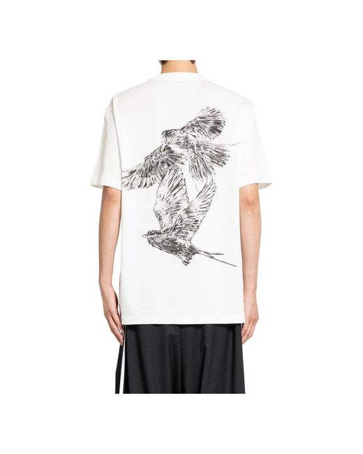 Y-3 Tops ,Wit ,Katoen Core T-Shirt Met Vogelafbeelding in het White voor heren