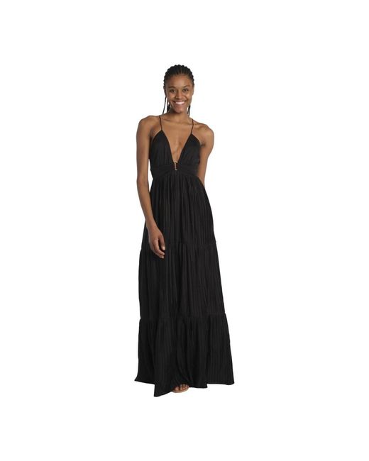 Ba&sh Kleedjes ,Zwart ,Polyester Wasta Lange Jurk in het Black