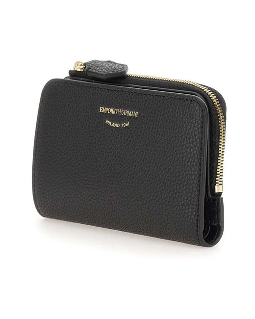 Emporio Armani Black Vegan leder geldbörse schwarz knopfverschluss