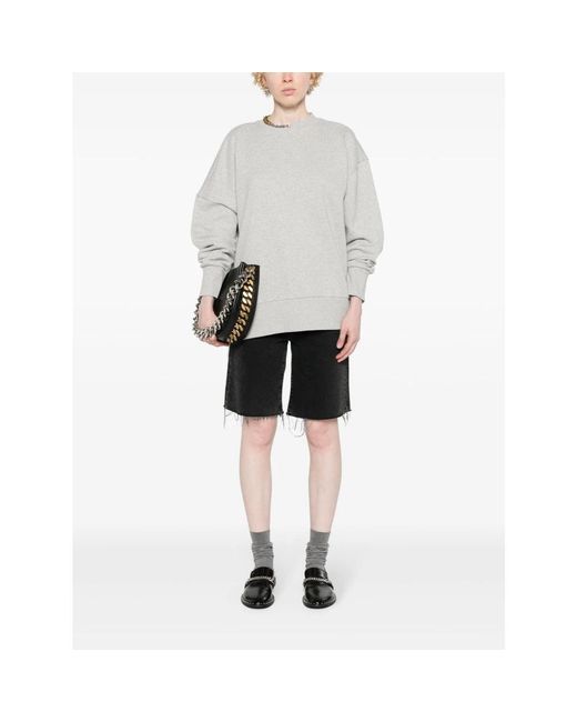 Stella McCartney Hoodies & Sweatvesten ,Grijs ,Leer Lichtgrijze Gemêleerde Sweatshirt in het White