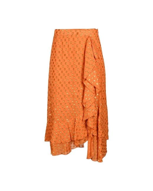 L'Autre Chose Orange Midi Skirts