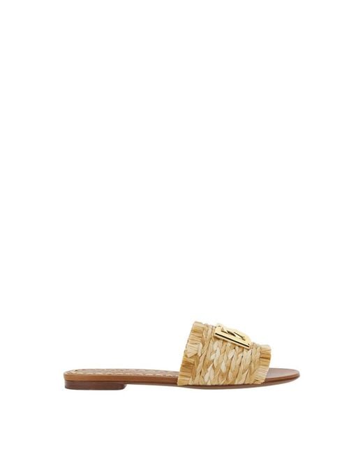 Dolce & Gabbana Natural Raffia Braided Slipper
