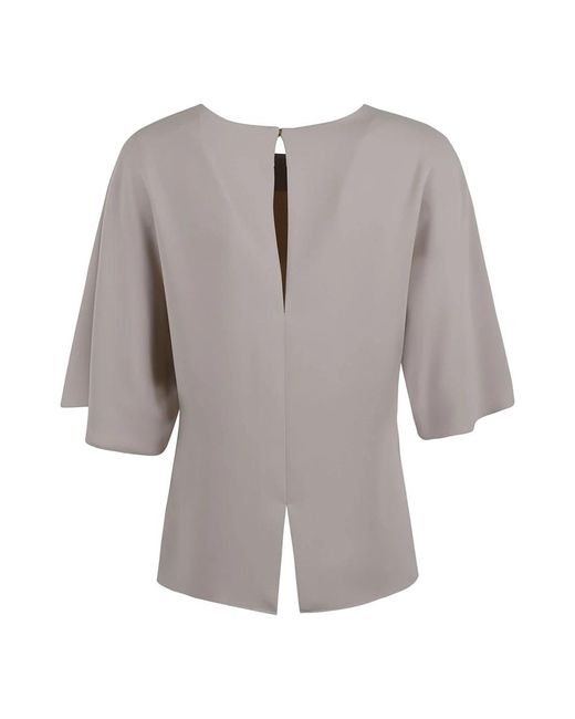 P.A.R.O.S.H. Overhemden ,Grijs ,Satijn Blauwe Satijnen Blouse Met Korte Mouwen in het Gray