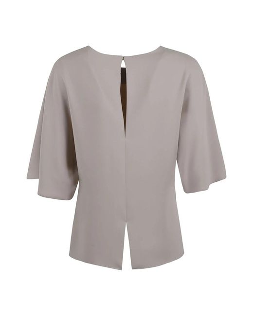 P.A.R.O.S.H. Overhemden ,Grijs ,Satijn Blauwe Satijnen Blouse Met Korte Mouwen in het Gray
