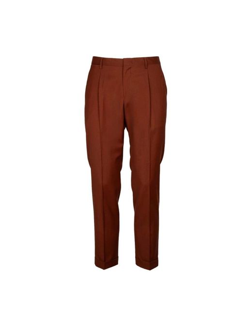BRIGLIA Brown Slim-Fit Trousers for men