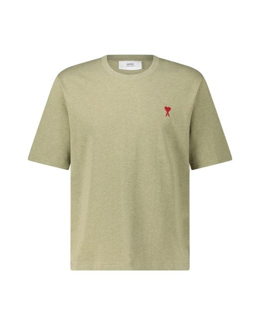 T-shirt oversize con logo ricamato di AMI in Green da Uomo