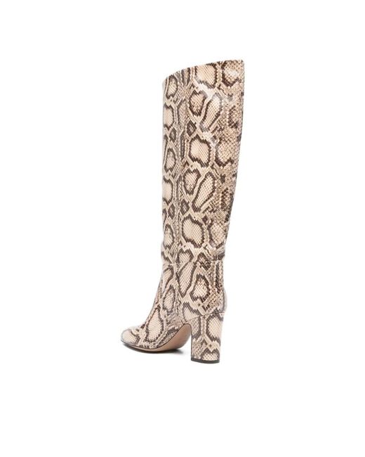 Paris Texas Brown Python Print Kniehohe Stiefel