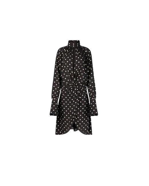 Nina Ricci Polka Dot High Neck Midi Jurk in het Black