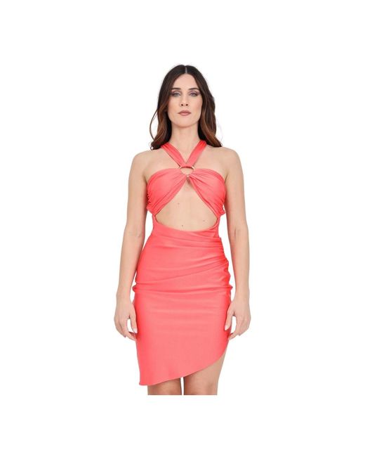 Amen Pink Korall cut-out asymmetrisches kleid
