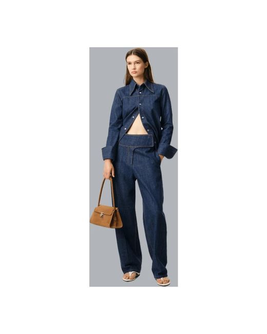 AMI Overhemden ,Blauw ,Denim Sharp Collar Shirt in het Blue