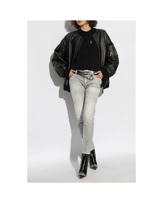 DSquared² Tops ,Zwart ,Katoen T-Shirt Met Zak in het Black