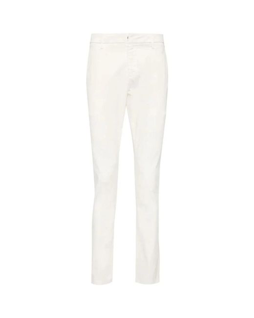 Dondup White Slim-Fit Trousers for men