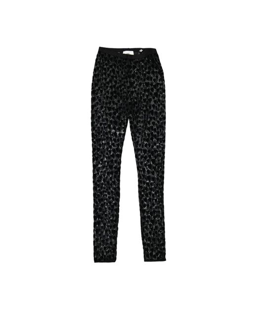 AMI Black Paris Heart-Embroidered Leggings