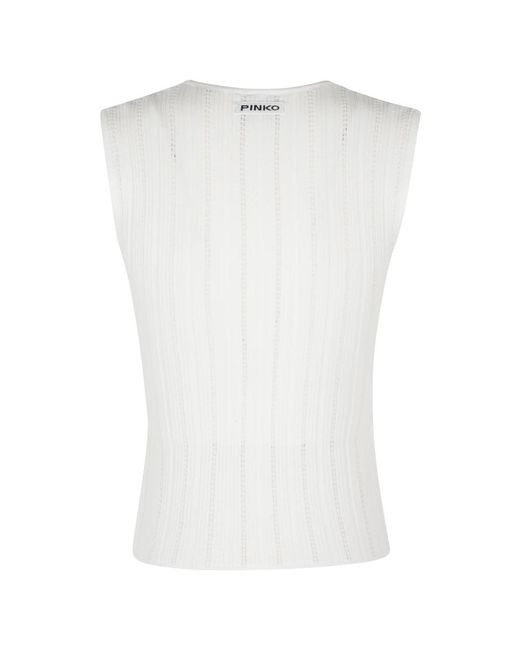 Pinko White V-Neck Knitwear