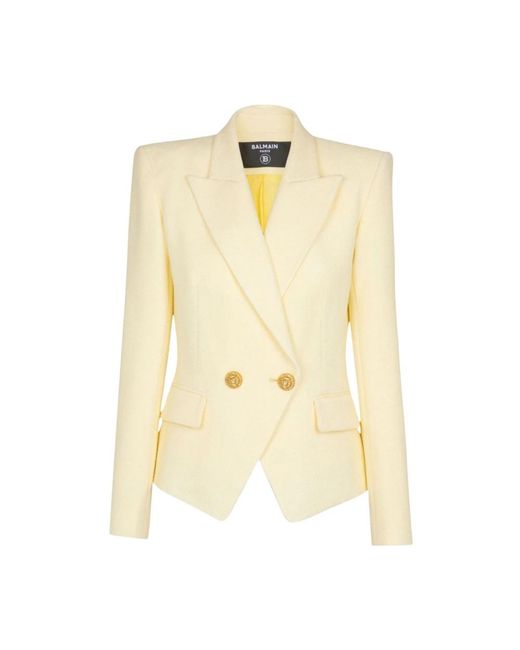 Balmain Jassen ,Geel ,Double-Button Blazer in het Yellow