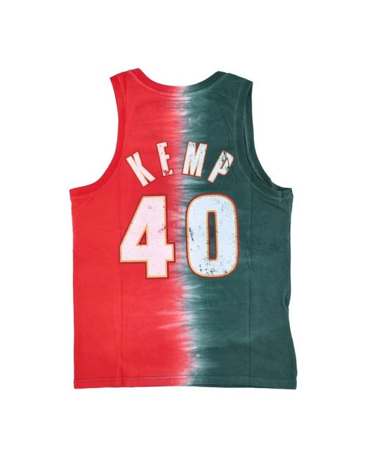 Mitchell & Ness Fitness ,Veelkleurig ,Katoen Nba Tie Dye Tank Shawn Kemp in het Red voor heren