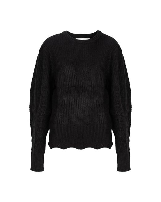 Silvian Heach Truien & Vesten ,Zwart ,Nylon Stijlvolle Trui Met Pofmouwen in het Black
