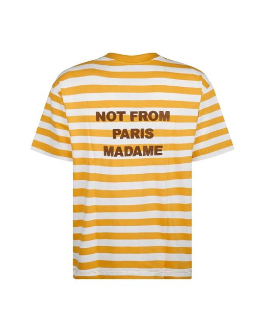 Drole de Monsieur Gestreiftes slogan-t-shirt in ocker und gelb in Yellow für Herren