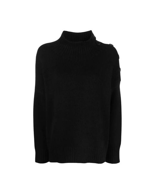 Yves Salomon Black Schwarzer Oversized Pullover Mit Dekorativen Knöpfen