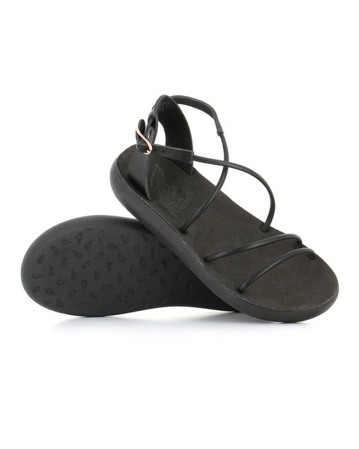 Ancient Greek Sandals Black Flat Sandals