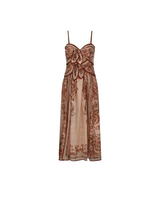 Zimmermann Aster Scarf Midi Jurk in het Brown