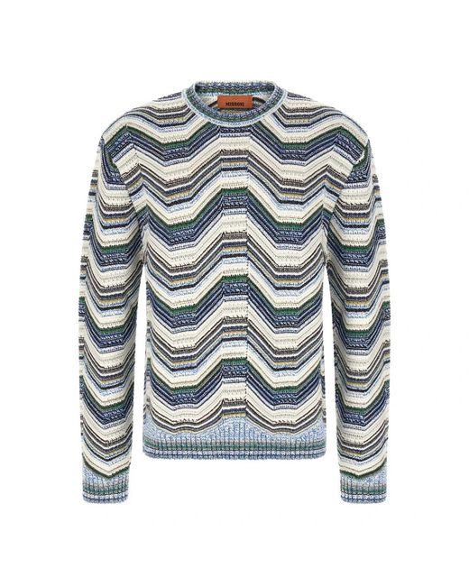 Missoni Blue Round-Neck Knitwear for men