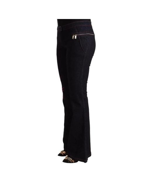 Exte Jeans ,Zwart ,Katoen Geborduurde Bloemen Flared Jeans in het Black
