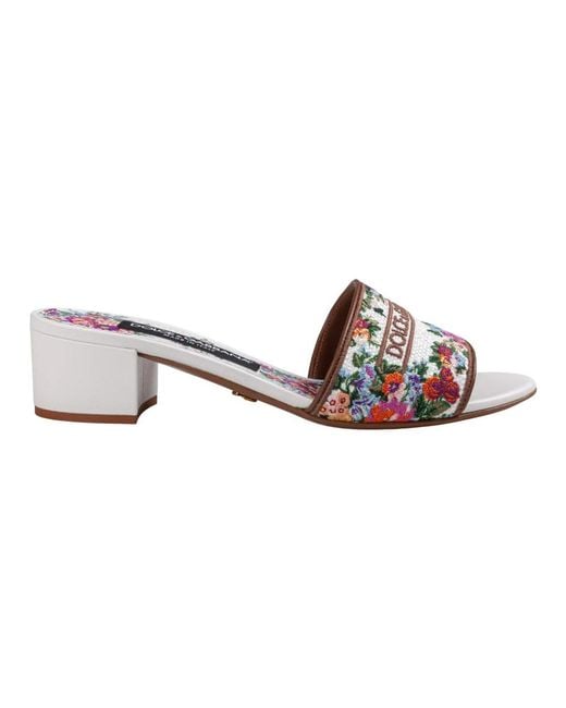 Dolce & Gabbana White Heeled Mules