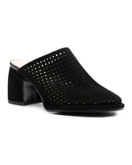 ADRIANNA FERETTI Black Heeled Mules