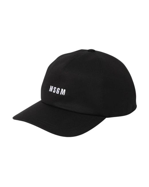 MSGM Accessoires ,Zwart ,Katoen Geborduurd Logo Baseballpet in het Black voor heren