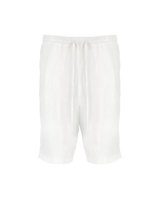 120% Lino White Casual Shorts for men
