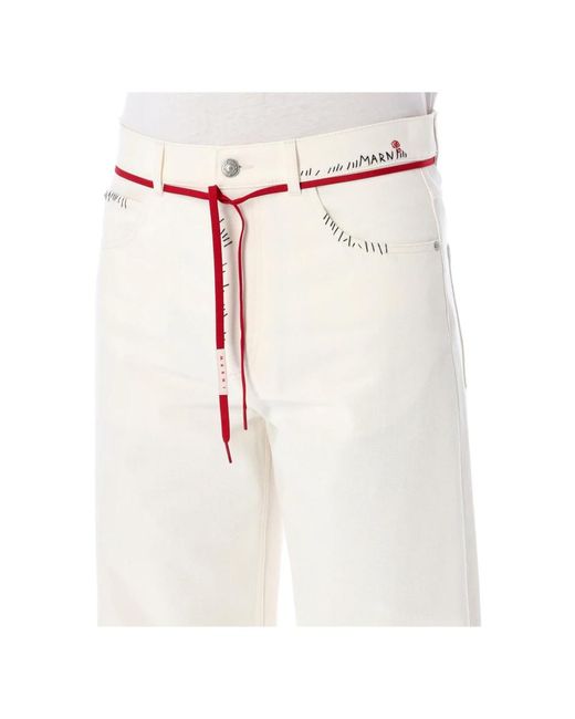 Marni Weiße weite jeans mit perlen details in White für Herren
