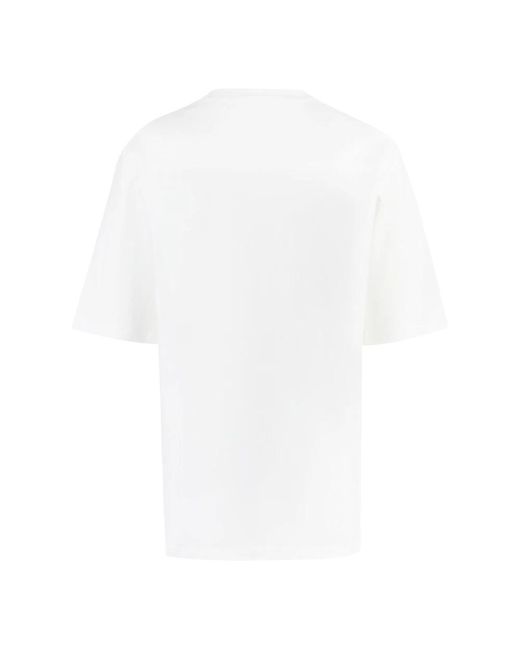 Jil Sander Tops ,Wit ,Katoen Geribbelde Katoenen Crew-Neck T-Shirt in het White