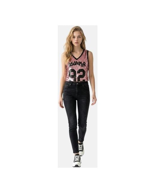 DISCLAIMER Pink Sleeveless Tops