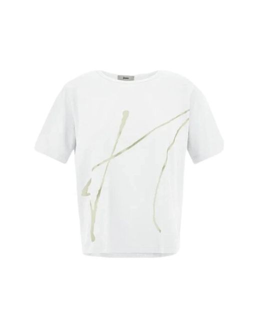 T-shirt in cotone bianco manica corta di Herno in White da Uomo
